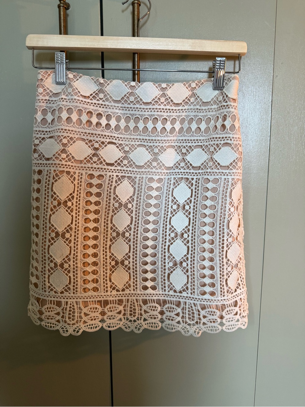 English Factory Cream Crochet Mini Skirt